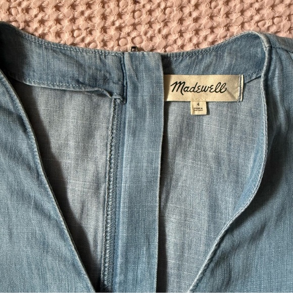 Madewell Denim Wrap Midi Dress Blue Chambray Button Front Size 4 - Picture 9 of 12